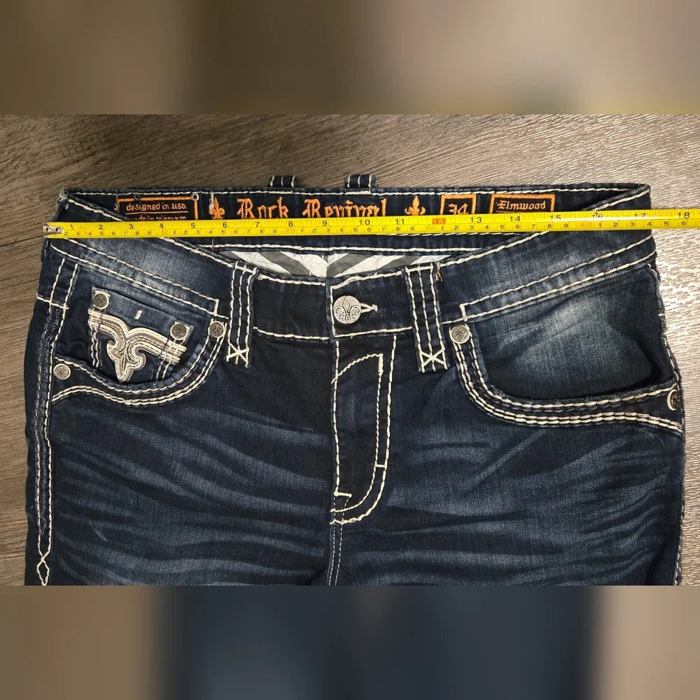 Rock Revival Slim Straight Mens Jeans Size 34 - Picture 15 of 16